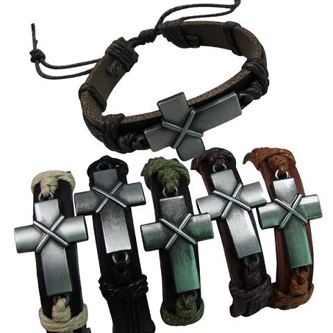 Leather Cross Bracelets