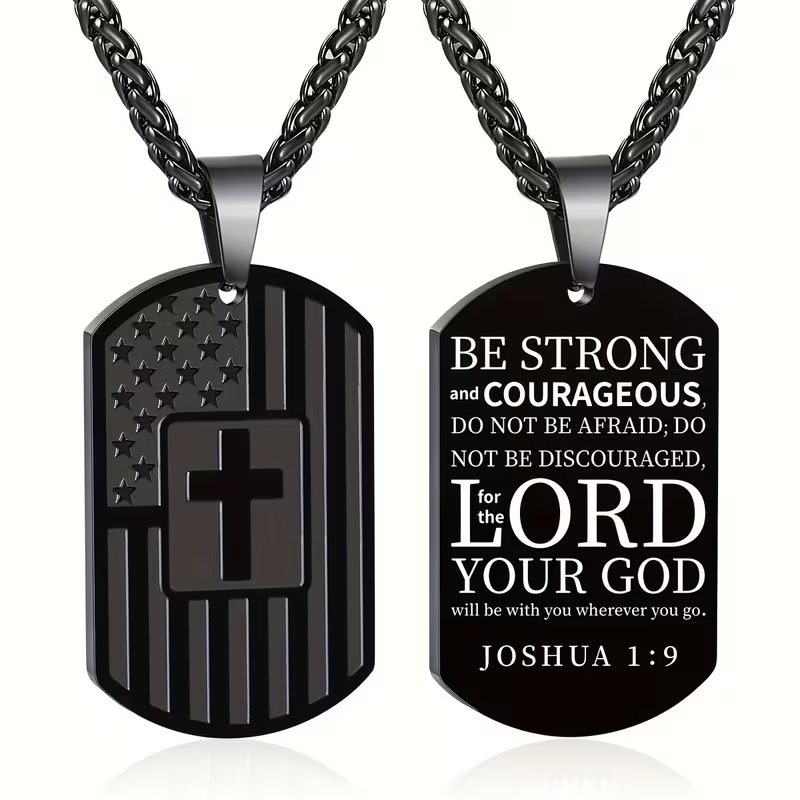 Joshua 1:9 Dog Tag Necklace