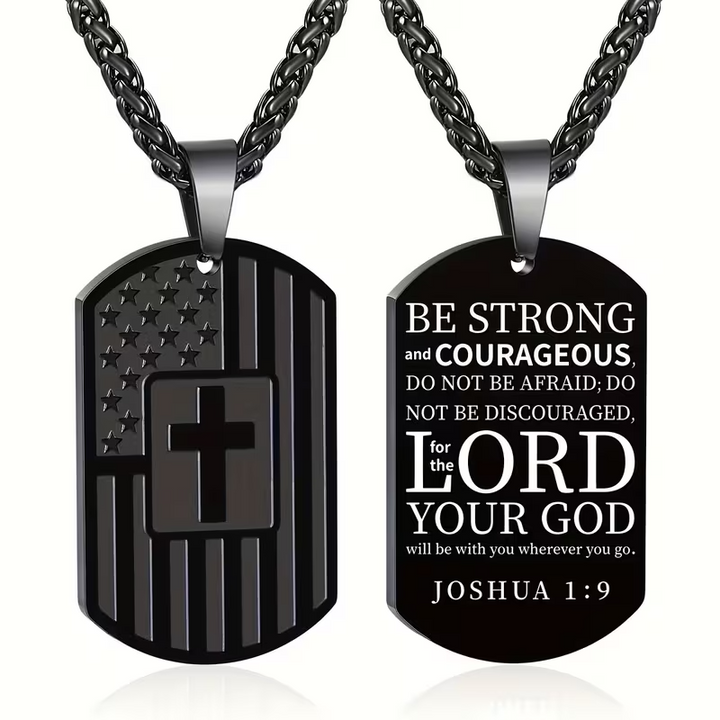Joshua 1:9 Dog Tag Necklace