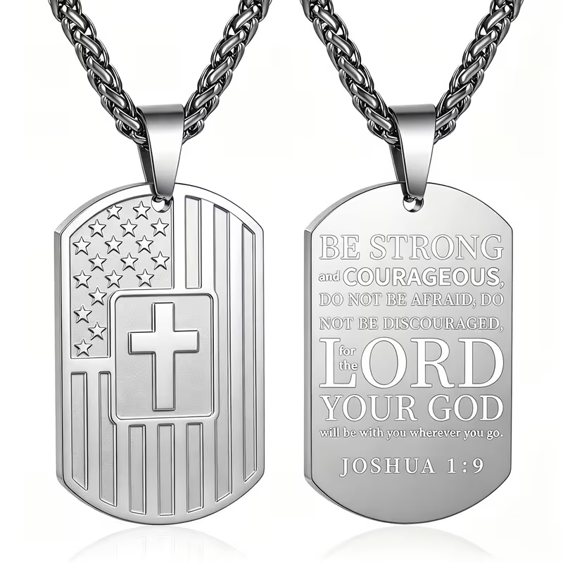 Joshua 1:9 Dog Tag Necklace