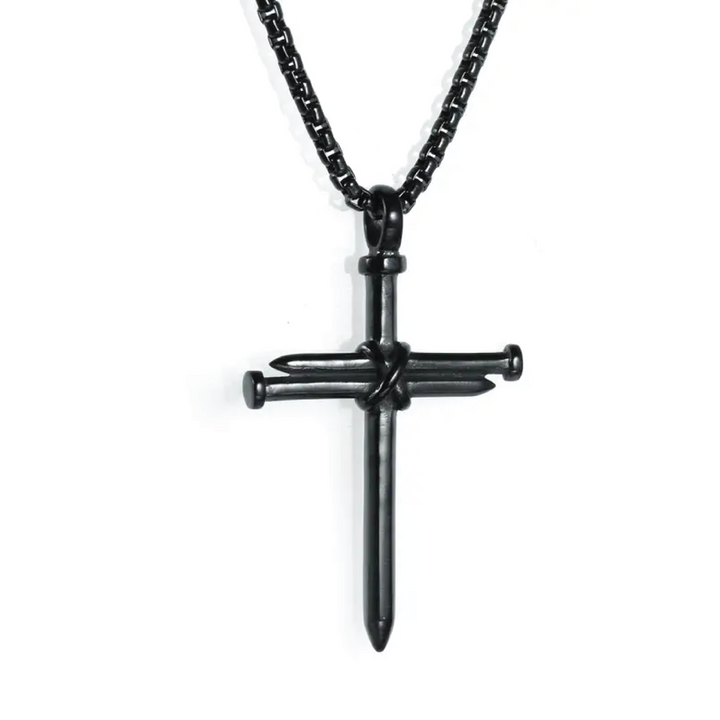 Nail Cross Necklace Black