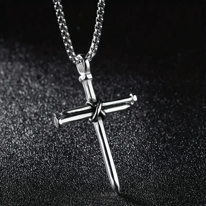 Nail Cross Necklace Silver
