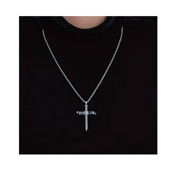 Nail Cross Necklace Silver