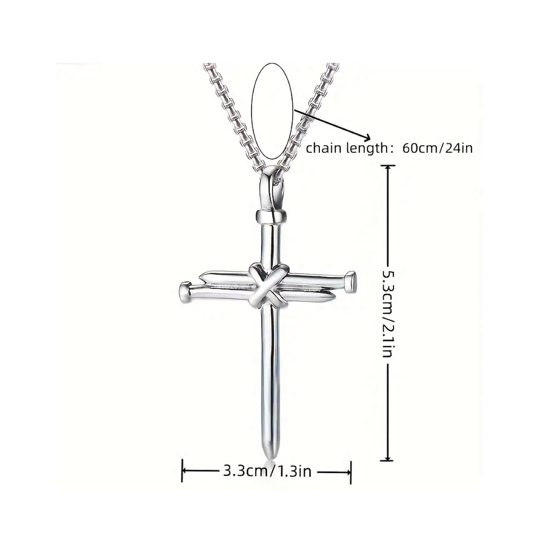 Nail Cross Necklace Silver