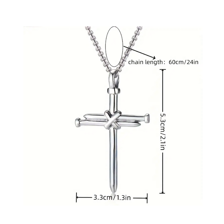 Nail Cross Necklace Silver